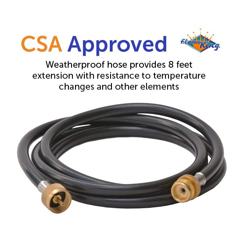 Flame King 8-Ft Propane Hose Adapter Extension to Connect Appliances