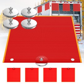 18 Inch Heavy Duty Magnetic Safety Flags for Trucks, Magnetic Warning Flag, Red Safety Flags with Magnets, Vinyl Mesh Flag for Oversize Loads, Wide Load Signs Red 4 Pack