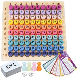 BUZIFU Wooden Montessori Multiplication Board Game: Math Educational Toys Multiplication Table Board Game Montessori Math Manipulatives Toys Toddlers Kids Multiplication Chart Game for Early Education