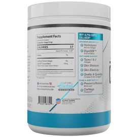 Alpha Supps Premium Hydrolyzed Collagen Protein Powder - Collagen Peptides Supplement for Men & Women with Digestive Enzymes - 30 Servings (Unflavored)