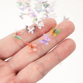 50PCS Mini Butterflies for Crafts Dollhouse Miniatures Resin Mini Things Tiny Butterflies for Fairy Garden Dollhouse Micro Landscaping Decoration