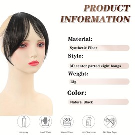 XFSRG Fringe Pony Haarteil Clip in 3D French Fake Synthetischer Bangs Nahtlos Unsichtbar Clip One Piece Ponys für Frauen(Natürliches Schwarz)