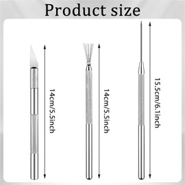 3 Pcs Pottery Carving Tools Stainless Steel Clay Needle Tools Includes Texture Needle, Wire Feather Texture Tool, Carving Knife for Ceramic Polymer Clay Sculpting Pottery Texturing Modeling
