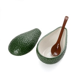 Fisura - Original Dip Bowls with Spoon, Avocado Shaped Ceramic Dipping Bowls for appetizers, Dipping Sauce Dishes, Measurements: 18 centimetres x 10 centimetres