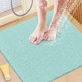 Shower Mat Bathtub Mat Non-Slip,24x24 inch, Soft Tub Mat with Drain,PVC Loofah Bath Mat (Phthalate Free) for Tub and Bathroom,Quick Drying,Green