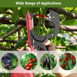 Upgraded Plant Tying Machine, Plant Tying Tape Tool to Tie Up Vine Quickly for Climbing Plants Grapes Raspberries Tomatoes and Vining Vegetables Flowers Garden Tape Tool with Tapes Staples (Red)