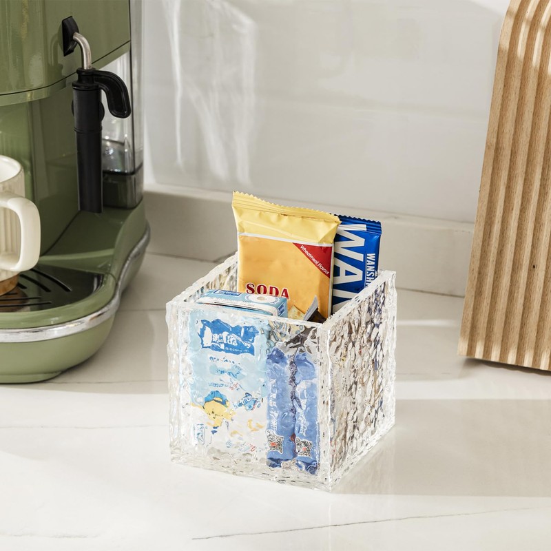 Sepaitila Remote Control Holder, Acrylic Desk Organizer Stone Texture TV