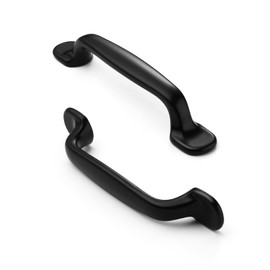 FURNIWARE 5Pack Matt Black Kitchen Cupboard Handles, Cabinet Hardware Drawer Appliance Pulls, Kitchen Cabinet Drawer Wardrobe Door Handles,Brass- 3 Inch(96mm) Hole Center