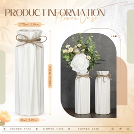 FoldTier 4 Pack White Bud Vases Ceramic Vases for Centerpieces 8.27 Inch White Vase for Flowers with Rope for Wedding Party Dining Table Home Bedroom Kitchen Office Decoration
