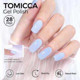 TOMICCA Baby Blue Gel Nail Polish, Pastel Blue Gel Polish, Macaron Blue Nail Polish Gel, Bright Spring Summer Colors, Long Lasting Cotton Candy Nail Polish