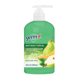 Germ-X Crisp Pear & Summer Melon Antibacterial Liquid Hand Soap, With Pump, 12 Fl Oz (Pack of 4)