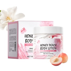 Honey Peach Body Lotion,Hydrating & Nourishing Body Butter with Ice Cream Texture,Intense Moisture,Light & Non Greasy Makes Skin Smooth & Firm,Whipped Body Butter Cream for Dry Skin 6.3 Oz