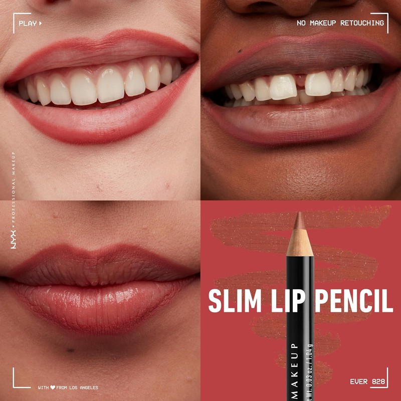 NYX PROFESSIONAL MAKEUP Slim Lip Pencil, Long-Lasting Creamy Lip Liner