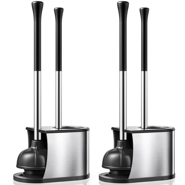 HAMITOR Toilet Plunger and Brush Set: 2 Pack 2 in