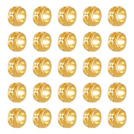 KISSITTY 100 abalorio espaciadoras doradas antiguas de Rondelle con agujero grande de metal sueltas, espaciadores de 6 mm de diámetro con agujero de 3,5 mm para hacer joyas clásico