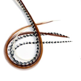 5 Real Feather Hair Extensions with Rings/Loops (Mixed Naturals)