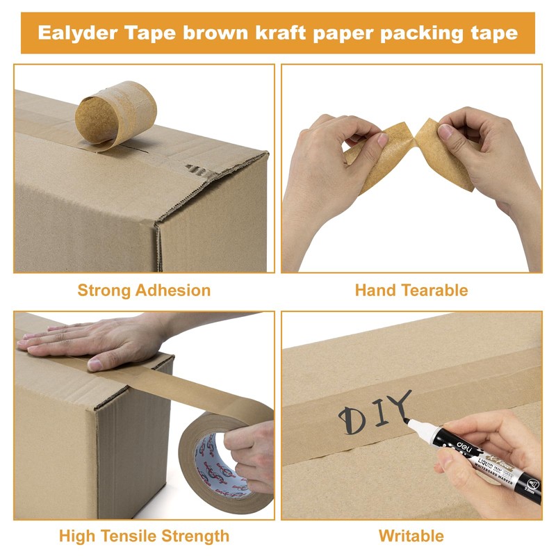 Ealyder Tape Brown Kraft Paper Packing Tape 2 Inch x