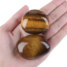 GUJOXILA 1.6"-2" Tiger Eye Crystal Large Polished Healing Crystals Gemstones Nature Tumbled Pocket Spiritual Crystal Gifts Reiki Divination Meditation Plam Stone 1pcs