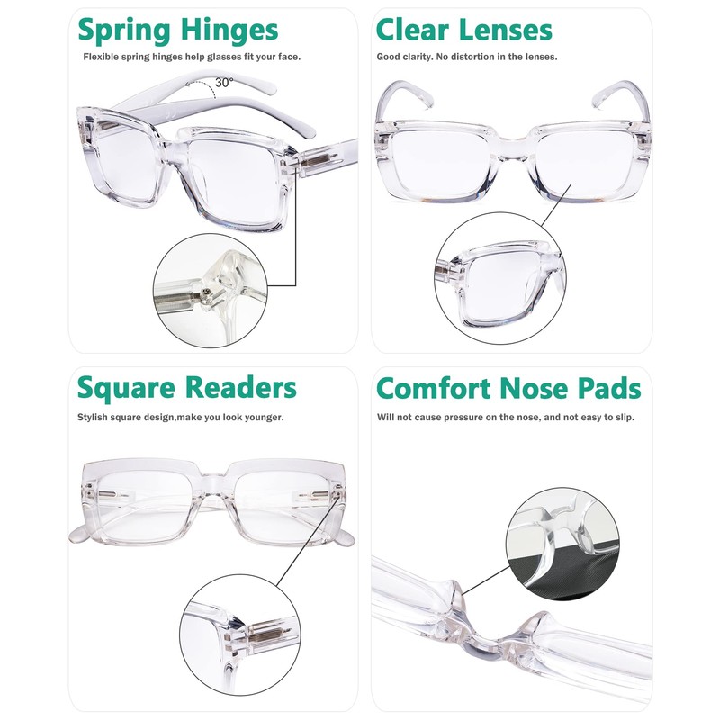 Eyekepper Pack of 4 Stylish Glasses for Women - Transparent