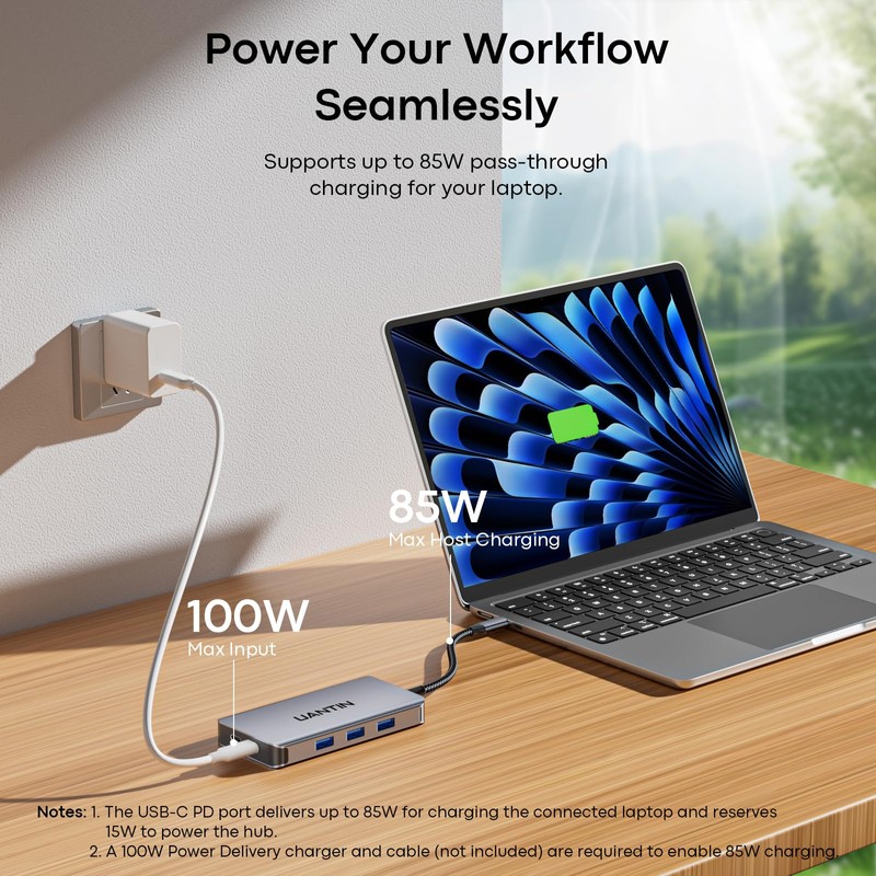 UANTIN Laptop Docking Station 3 Monitors, 8-in-1 USB C Dock