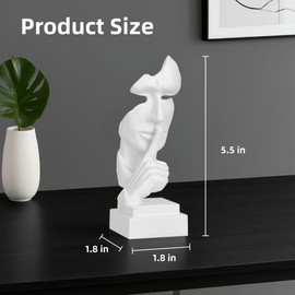 Living Room Accent Home Decor,White Silence is Golden Statue Study Desk Office Shelf Decoration,Plastic Abstract Sculptures for Bedroom Bookshelf Coffee Table Aesthetics Ornaments