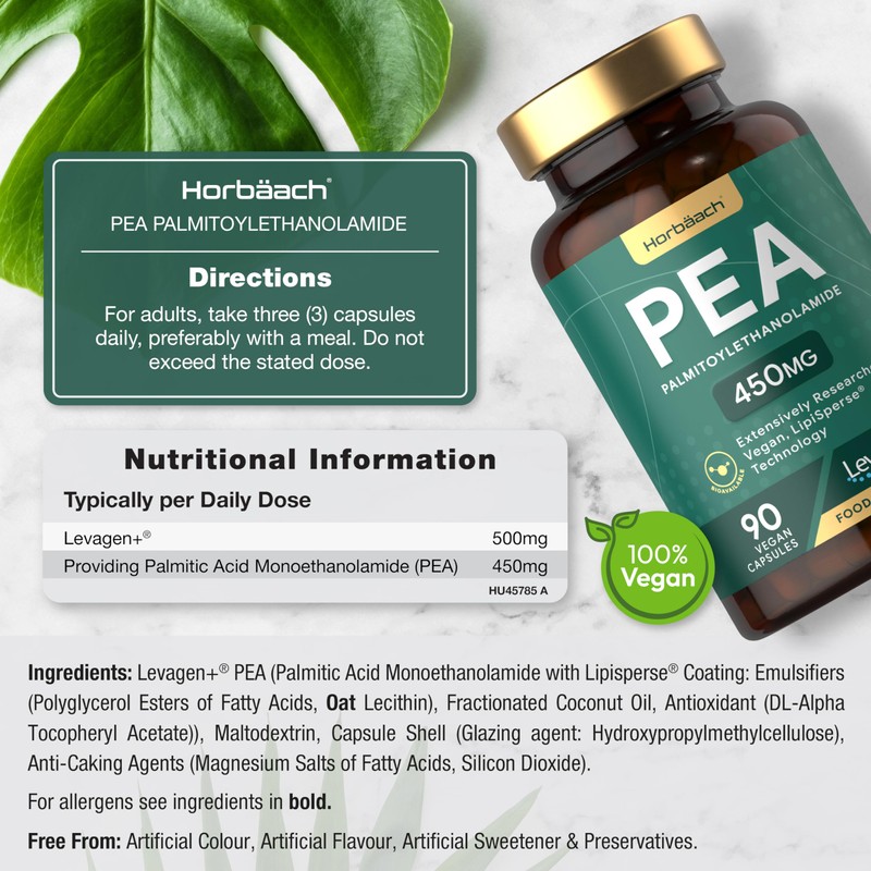Horb?ach Palmitoylethanolamide Pea 450mg | Levagen Plus Pea | 90