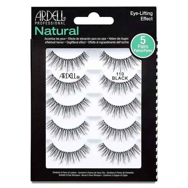 Ardell False Eyelashes Natural 110 Black, 1 pack (5 pairs per pack)