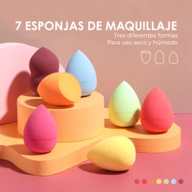 MIST JEWEL | Esponjas maquillaje de gota, biselada y plana 7 piezas | Beauty blender sponges - Aplica polvos, cremas, sombras o makeup corrector varios colores