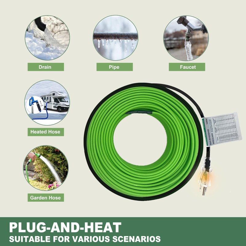 MAXKOSKO 90 Feet Pipe Heat Cable for Water Pipe Freeze