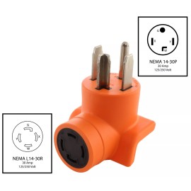 AC WORKS® 30A 125/250V NEMA 14-30 Male Plug to 30A 125/250V NEMA L14-30 Female Connector