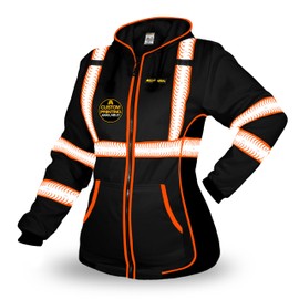 KwikSafety - Charlotte, NC - ROGUE Safety Jacket for Women [NO FUZZ Balls] OSHA ANSI Unrated Reflective Womens Fleece Hoodie/Black 2XL