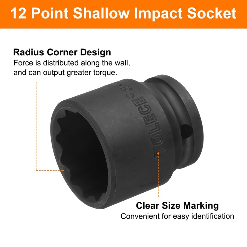 uxcell 1/2" Drive x 30mm Shallow Impact Socket 12-Point Metric