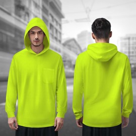 TCCFCCT Construction Shirts for Men with Hood Class 3 Long Sleeve Work Shirts for Men Construction, Hi Vis Reflective Safety Shirts for Surveyors, Drivers, Breathable, LMS-Yellow XXL,3pcs