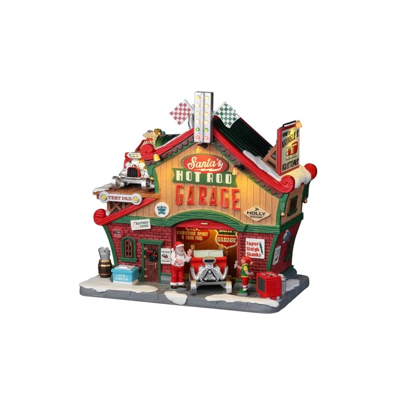 Lemax Santa's Hot Rod Garage, with 4.5V Adaptor #25863