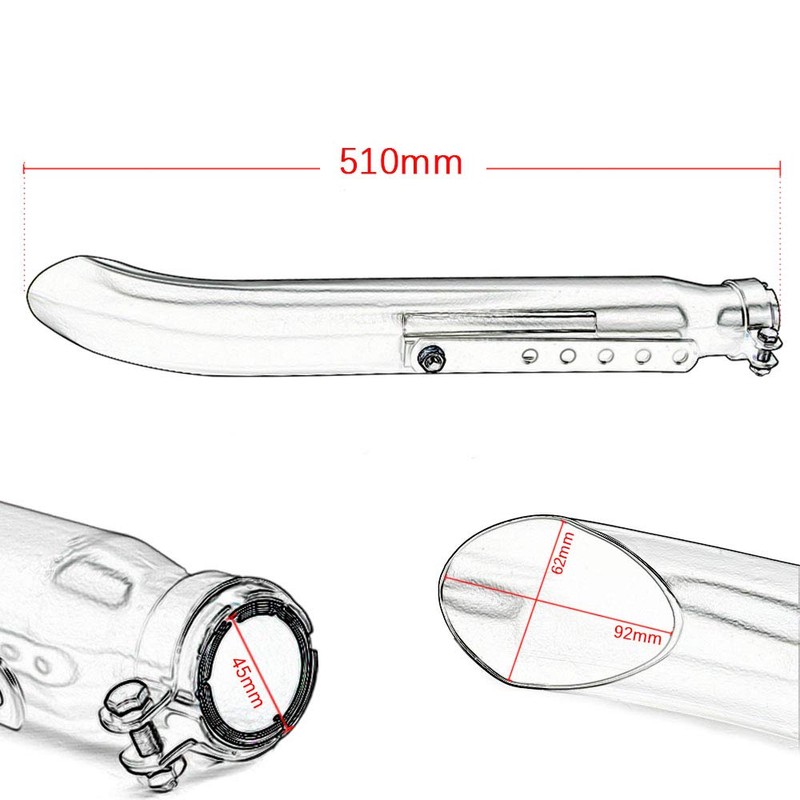Tesmirror Universal Motorcycle Stainless Steel Slash Cut Exhaust Tip Exhaust