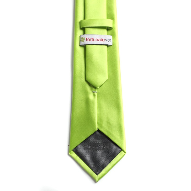 fortunatever Men's Solid Satin Necktie,Green Ties For Men With Gift