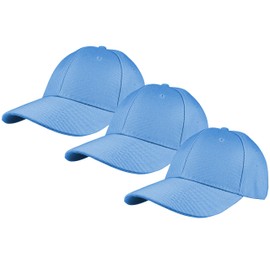Gelante Plain Blank Baseball Caps Adjustable Back Strap 3 PC-001-Sky Blue