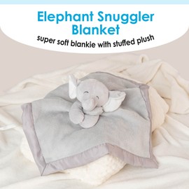 KIDS PREFERRED Soft Multicolor Baby Blanket with Stuffed Animal Lovey for Newborns and Infants