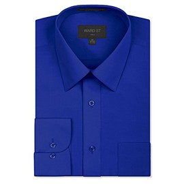 Ward St Men's Regular Fit Dress Shirts, XL, 17-17.5N 36/37S, Royal Blue