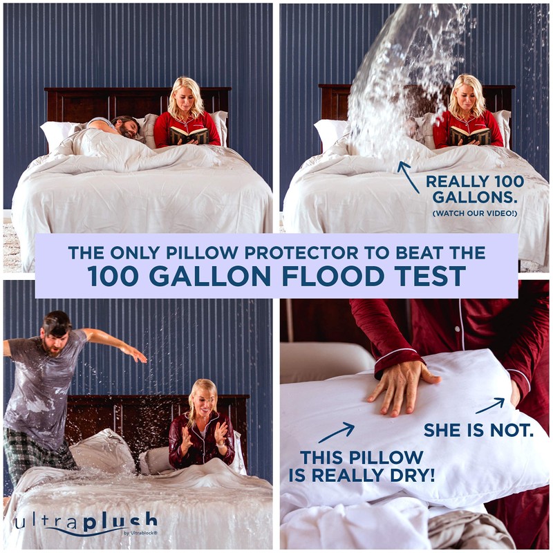 UltraPlush Pillow Protector- Waterproof & Hypoallergenic Covers - Dust Mite