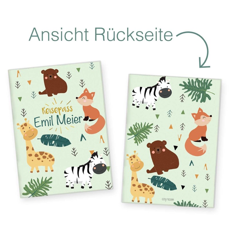cozy racoon Kids Passport Holder, safari, Modern