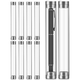 Operitacx Pack of 10 Storage Containers for Pens Display Cases for Single Pens Pen Display Tubes Pen Bags Pen Container Plastic Empty Pen Boxes Acrylic Cylinder Display Stand