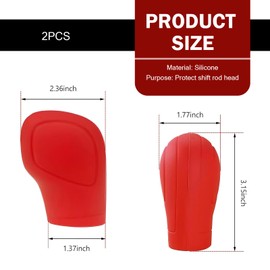 Eratus Pack-2 Car Shift Knob Cover, 2.36" x 3.15" Non-Slip and Scratch-Resistant Shifter Lever Protector, Flexible Silicone Perfect Fit Comfortable Handle Decoration, Universal for Cars (Red)