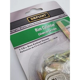 Defiant Rim Cylinder Bright Brass Finish Key Lock 2 Keys 633 434 Model 70312