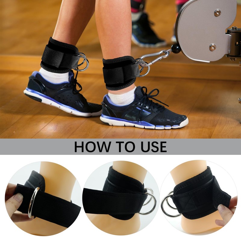 Lifting Straps with D Rings Wrist Cuff Cable Attachment Adjustable