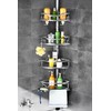 HAMITOR Corner Shower Caddy Tension Pole: Rustproof 4-Tier Bathroom Organizer