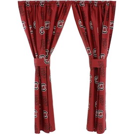 College Covers Everything Comfy South Carolina Gamecocks Curtain Panel Set, 2 Panels, 2 Matching Tie Backs, 42 inches Wide by 63 inches Long