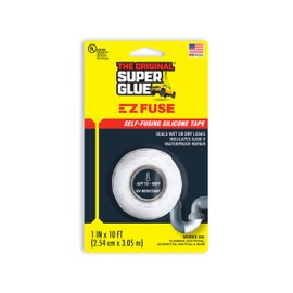 Super Glue White E-Z Fuse Tape, Silicone Self-Fusing Tape, Insulates up to 8,000 Volts, Permanent & Flexible, Works Wet or Dry, High-Temperature Range (-60°F to +500°F), Ideal for Repairs & Sealing