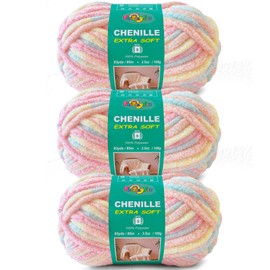 Super Soft Velvet Chenille Yarn for Crocheting and Knitting-Easy to Crochet-Bulky, 3.5oz/93yds of Each Skein-Chunky Plush Yarn for Hand Craft Blanket Ammigurumi DIY (Pastel Rainbow, 3 Pack)