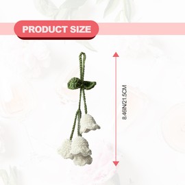 Car Mirror Hanging Accessories Cute Crochet Convallaria Car Hanging Ornament Handmade Knitted Flora Flower for Car Rearview Mirrior Decor (White)